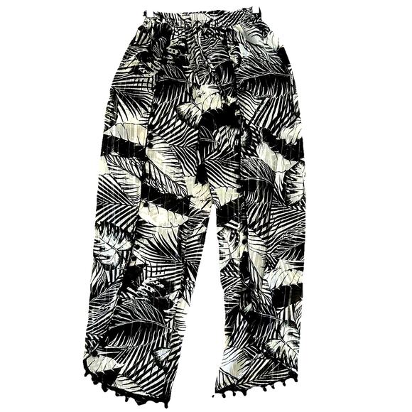 sheer Beach Pants Cover Up Black Metallic Tassels BOHO Fairy Sheer Whimsigoth - Picture 1 of 16